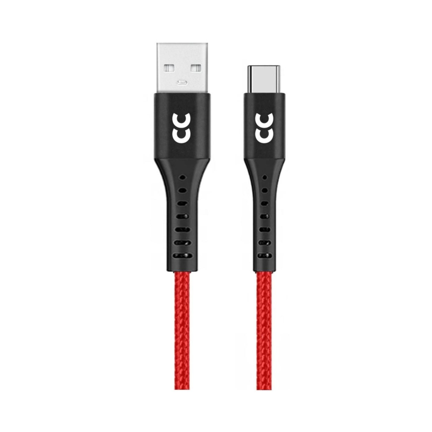 USBโCโzuโUSBโA-DashโLadekabel, rotes Flechtkabel, schwarze Stecker